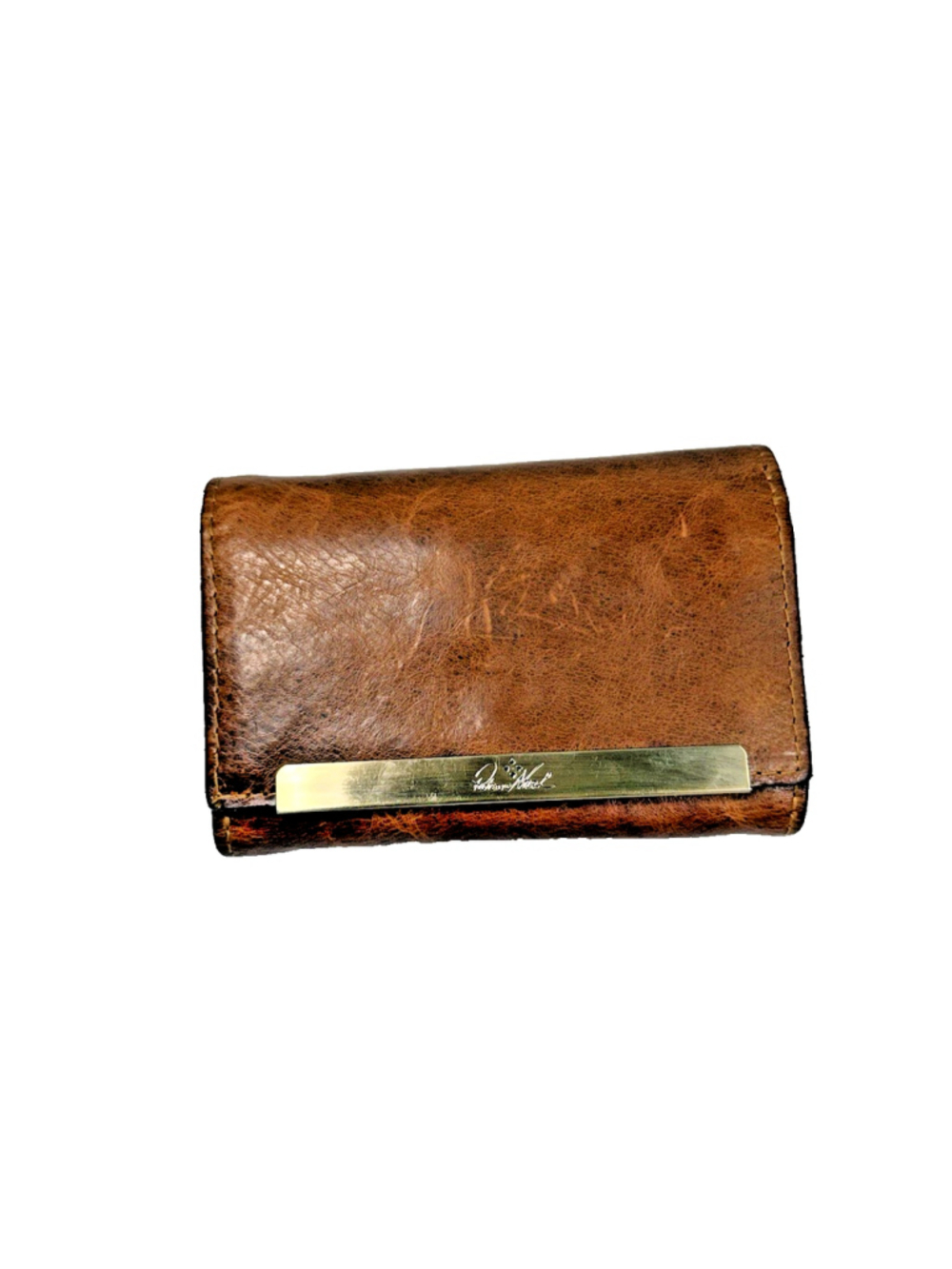 Patricia Nash Tri-Fold Wallet Organizer Smooth Brown Leather